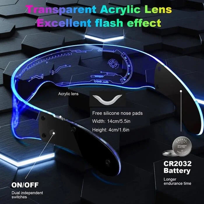 Cyberpunk Futuristic Glasses -Elevate Your Fashion Game (7 Light Modes)
